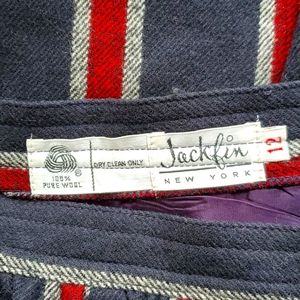 Vintage JACKFIN New York Pure Wool stripe skirt 28" waist
